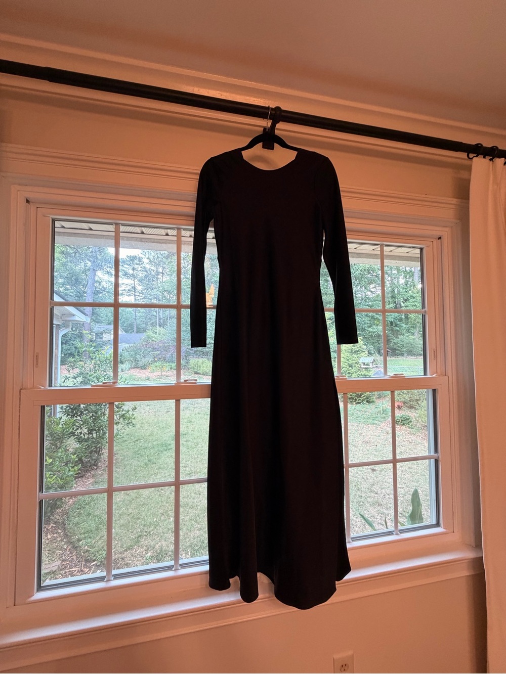 Le Set Barb Satin Black Long Sleeve Black Backless Midi Dress Small - Picture 4 of 7